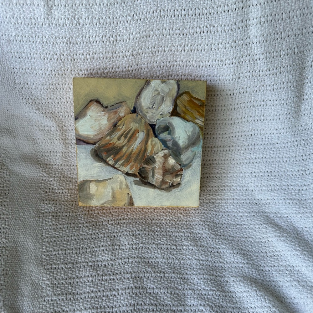 Original Oil on cradled wood painting of seashells